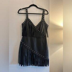 NBD Leather Fringe Dress